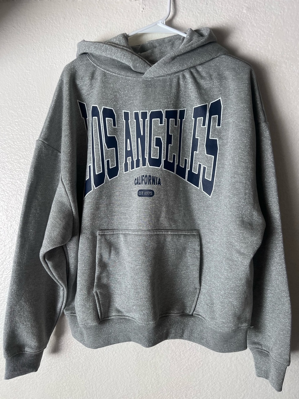 Shiny Gray "Los Angeles" Graphic Hoodie - L Women